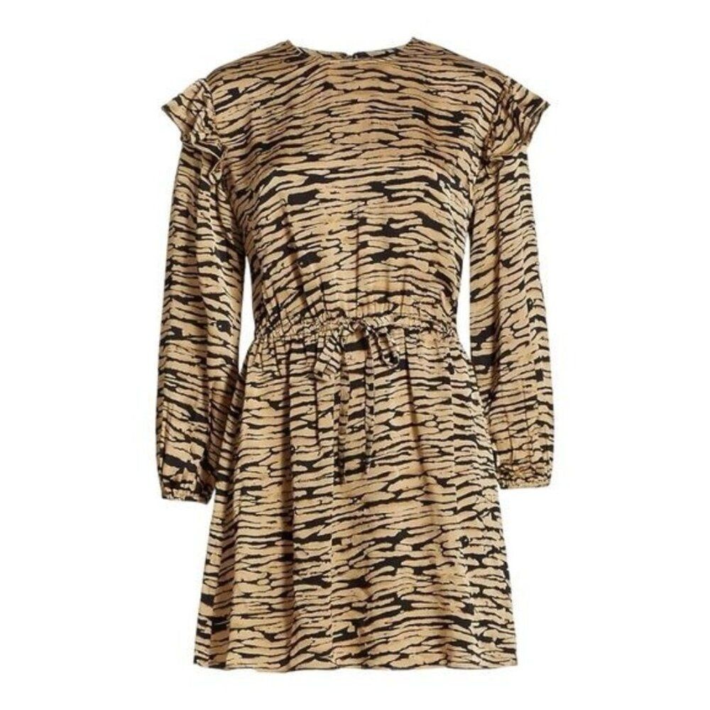 New Rails Ora Abstract Print Long Sleeve Mini-Dress in Canyon Size M